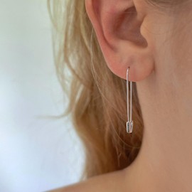 CHIC & ARTSY Earrings 925 Sterling Silver Paper Clip Earrings Fashion Cartilage Earrings Women Pin Earrings Women, Sterling Silver, No Gemstone