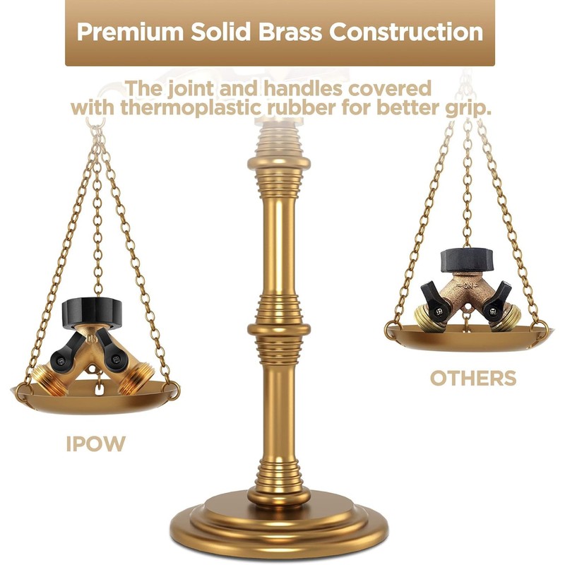 IPOW Brass Heavy Duty 2 Way Y Valve Garden Hose