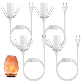 Vegena Pack of 4 E14 Lamp Holder with Switch, Cable with Switch for Salt Lamp Socket E14, Lamp Holder E14, with 1.8 m Cable Switch for Lamp Suspension Pendant Light Ceiling Lamp White
