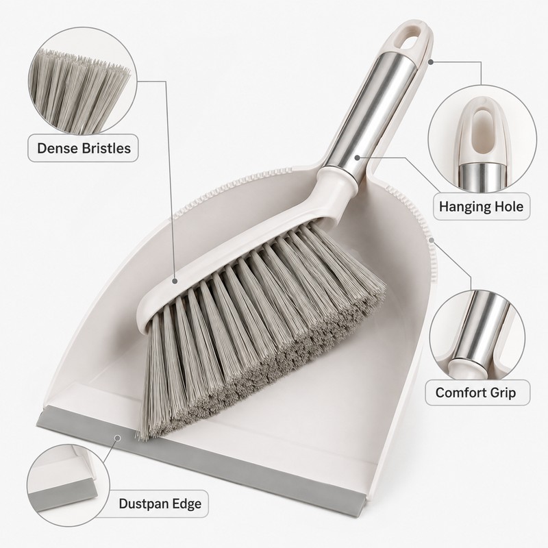 Compact Desktop Broom and Dustpan Set – Portable Cleaning Brush