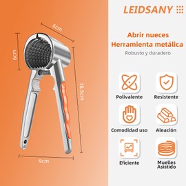 Herramienta cascanueces, pinza para nueces, fabricado en acero inoxidable, tiene mango de silicona antideslizante para nueces y pacanas de diferentes tamaños, lo que permite romperlas más fácilmente