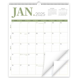 Guasslee 2025 Wall Calendar, Vertical Calendar Wall 2025, Jan. 2025-Jun. 2026, 14" X 11.5" 18-Month Tear-Off Paper Calendar Spiral Bound, Hanging Monthly Planner Wall for Office School Home Organizing