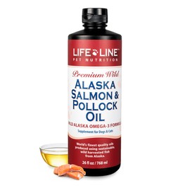 Lifeline Wild Alaskan Salmon Pollock | Omega-3 DHA & EPA Supplement for Dogs & Cats | Cold-Filtered Fish Oil for Brain, Eye & Heart Health | Moisture Replenishment for Pets | 26 oz
