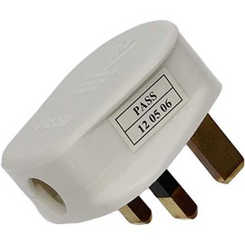 1STec 13A Fused White UK Mains Power Plug Top with 3 Pins & Screw Terminals for Connecting Appliance Cable to Home Wall Socket Housing Standard 3 Amp Cylinder Type Fuse (13A, White)