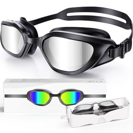 Zeligerstar Swimming Goggles, Goggles Swimming Adult with 3 Sizes Nose Bridges, Anti-Fog UV Protection No Leaking Adjustable Swim Goggles for Men Women Junior