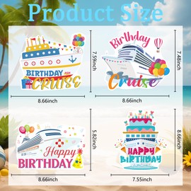 Birthday Cruise Door Decorations Magnetic - 4 Pcs Large Colorful Happy Birthday Cruise Door Ship Magnetic Decorations Balloons Funny Patterns for Cabin Door Stateroom Party Fridge Decor