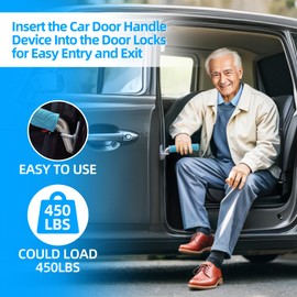 Car Assist Handle for Elderly Car Door Handle: Auto Grab Bar Support Handles - Portable Vehicle Assistance Handles -Mobility Aid to Get in & Out of the Cars Help for Seniors & Handicapped (2pcs Blue)