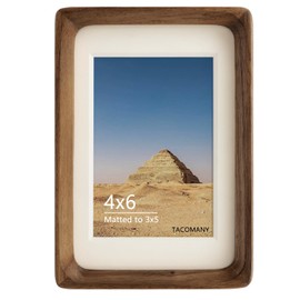Natural Wood Photo Frames Inspired Tabletop Picture Frame with Mat, Vertical or Horizontal Display (Walnut, 4x6 matted to 3x5)