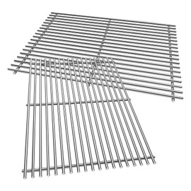 Htanch18 7/8" SUS304 9mm Cooking Grates for Weber Genesis II Grill Parts E&S 310 315 320 325 340, 2 Pack 66095 Grill Parts for Weber Grill Grate Genesis II LX 300 Series