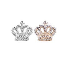 Rhinestones Crown Collar Brooch Pins, Retro Metal Crown Collar Pins,Metal Crown Lapel Pin,crystal Crown Collar Pin Lapel Pin for Women Men's Suit Coat Accessories (Gold and Silver)