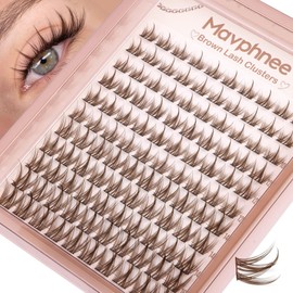 Mavphnee Brown Eyelash Clusters Spiky Lash Clusters Anime Lash Extensions Manga Individual Lashes Natural Cluster Lashes Wispy Cluster Eyelash Extensions Dark Brown C-Curly 10-16MM Lash Clean Girl Aesthetic