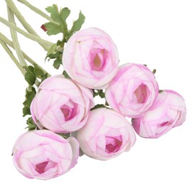 IPOPU Light Purple Fake Ranunculus 13.4” 6 Pcs Mini Peonias Faux Flower Stems Vase Filler for Home Living Room Bathroom Kitchen Table Decoration