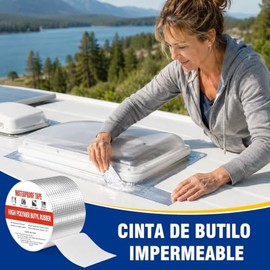 Cinta Butilo Impermeable,Cinta Impermeable para Techo,Reparación fugas en tuberías, toldos, ventanas y techos,Sellado Duradero Resistente al Agua | 5 