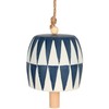 Carson 12.5" Navy and White Triangles Ceramic Bell - Stoneware