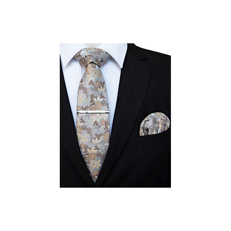 JEMYGINS Mens Floral Ties and Pocket Square Sets with Tie