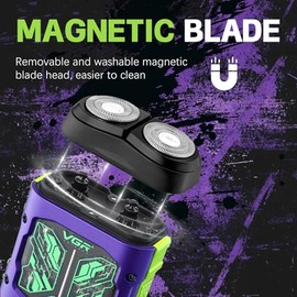 VGR 344 Mini afeitadora eléctrica para hombre, con cabezales magnéticos de doble rotación para facilitar la limpieza, afeitadora de viaje compacta para la cara con IPx6 resistente al agua, carga USB