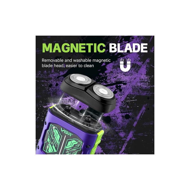 VGR 344 Mini afeitadora eléctrica para hombre, con cabezales magnéticos