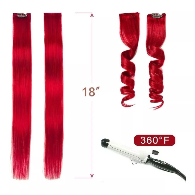 Winsky Extensiones Cabello Humano Rojo 18in 100gr