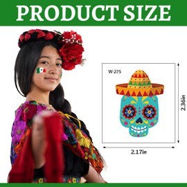 Glodecart 20PCS Cinco De Mayo Tattoos Temporary for Kid Women, Fake Mexican Fiesta Temporary Tats for Body Face Party Supplies Washable Non-Toxic Tattoos Cactus Sombrero Mexican Fiesta Tattoo Stickers