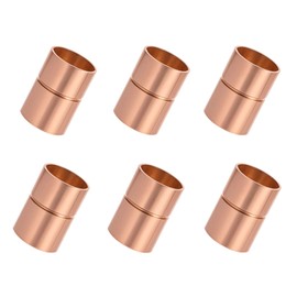 Hordolry Straight Copper Coupling Fittings, 1/2 Inch Copper Pipe Welding Joint Connector Adapter for HVAC Air Conditioner, Sweat End Pipe Fitting with Rolled Tube Stop, Pack of 6