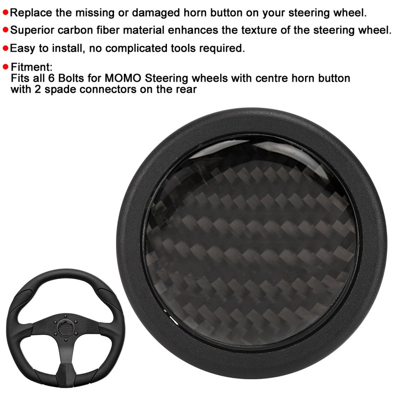 Carbon Fiber Horn Push Button for 6 Bolts for MOMO