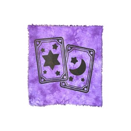 THE ART BOX Altar Table Cloth Tarot Mat Witchcraft Supplies - 18x18inch Square Alter Wiccan Spiritual Celestial Alter Pagan Cloth With Fringes (Star Moon Cards-Purple)