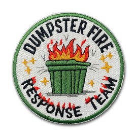 Dumpster Fire Response Team Circle Patch – Funny Embroidered Iron-On Sew-On Morale Patch for Backpacks, Jackets, Hats, Wall, Cars – This is Fine Patches for Men Women, Small Gift for Coworkers