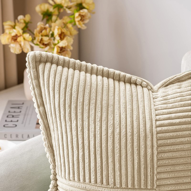 MIULEE Corduroy Cushion Covers Pack of 2 Decorative Modern Patchwork