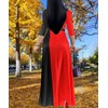pnpednde Women's Plus Size Maxi Red Black Splice Print Long