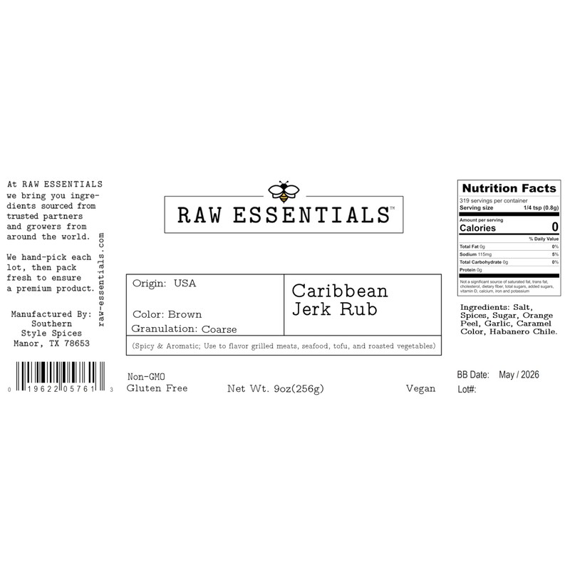 Raw Essentials Caribbean Jerk Rub – Spicy & Aromatic –
