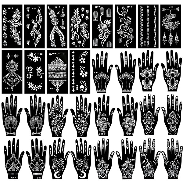 Kotbs Henna Tattoo Stencils Kit, 12-Sheet Flower Totem Henna Stencils