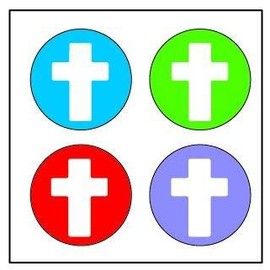 864 Pcs Cross Incentive Stickers 3/8in Diameter Self-Adhesive Cute Multicolor Sticker Kids Christian Nativity Crafts Religious Christmas Craft Faithful Reward Behavior Chart Teacher Classroom USA Made