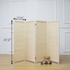Furnnylane 4 Panel Short Room Divider Screen,Beige Freestanding Partition,Small Bamboo