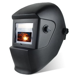 TRQWH Auto Darkening Welding Helmet & Leather Bib, True Color, Shade 4/9-13