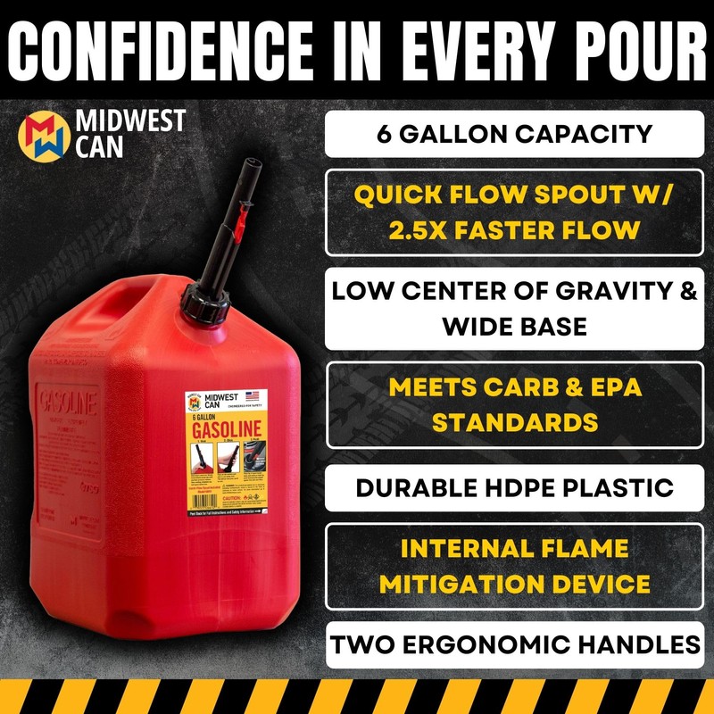 Midwest Can 6610 Quick Flow Spout Auto Shut Off Gasoline