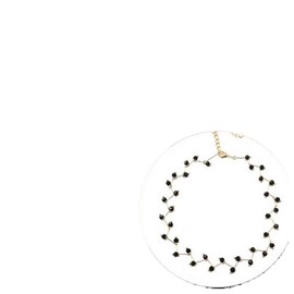 Yheakne Black Crystal Choker Necklace Short Black Beaded Choker Necklace Gold Chain Necklace Minimalist Necklace Jewelry for Women and Girls (Gold)
