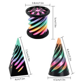 3 Pieces 3D Print Spiral Cone Fidget Toy, Impossible Cone, Cone, Pyramid and Cylinder in 3D Print Sculpture Stress Relief Desktop Decorations Toy for Children and Adults (Colourful)