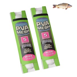 2 piezas de malla de pesca de PVA para pesca de carpas, redes de PVA para aparejos de boilie (37 mm x 5 m)