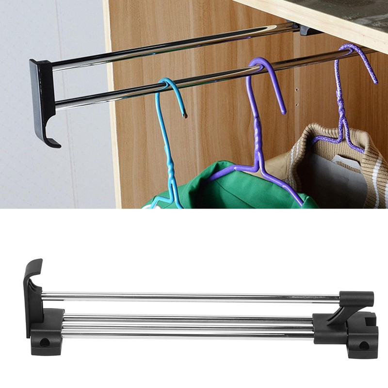 HAOHIZE Pull Out Clothes Rail, Steel Extendable Closet Rod, Adjustable