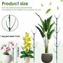5 PCS Stackable Twig, Stackable Plant Support Stakes, Monstera Plastic Support Structures for Indoor & Outdoor Plants, Potted Plants, Flower Other Climbing Plants(Green, 10 Pack, 11."L)