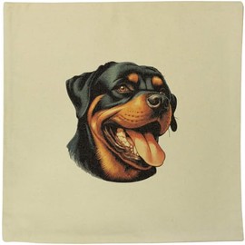 Azeeda 40cm x 40cm 'Happy Rottweiler' Canvas Cushion Cover (CV00038810)