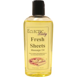 Fresh Sheets Massage Oil, 4 oz, With Sweet Almond Oil and Organic Jojoba Oil, Preservative Free