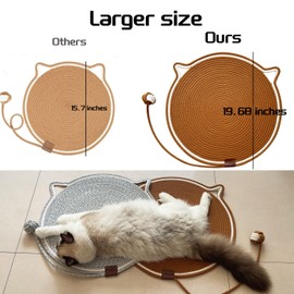 Cat Scratching mat Natural Cotton Rope Cat Scratching Pad, Large Size Cat Bed Cat Scratching Pad with Cat Toy (2 Packs 19.6'')