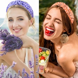 VELSCRUN Bandana Knotted Headbands 5 Pack Headbands for Women Gilrs Fashion Head Bands Solid Headband Non Slip Hair Band for Womens Thin Thick Short Hair Accessories 04