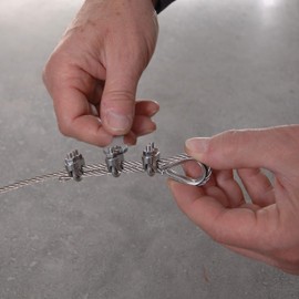 Drahtseile24 Wire Rope Set with 8 x Wire Rope Clips and 2 x Thimbles Steel Cable with Rope Clamps and Rope Thimbles Diameter 4 mm 1 m