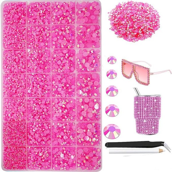 22000pcs Resin Rhinestones for Making, Pink AB Mixed 2 mm
