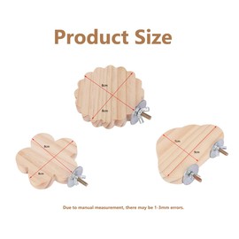 Pack of 3 Natural Perches for Birds, Wood, Bird Platform, Wooden Stand Platform for Pets, Bird Accessories, Wood, Perches for Parrots, Budgies, Cockatiels, Hamsters, 8 x 8 cm