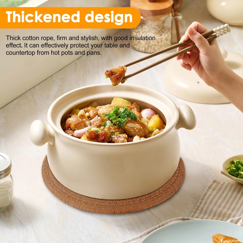 OUZHOU Round Woven Placemats Set of 5,Drink Coasters Heat Resistant