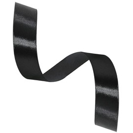 Black Satin Ribbon 1 Inch x 25 Yards, Solid Color Fabric Ribbon for Gift Wrapping, DIY Crafts, Hair Bows Making, Wreaths, Christmas Ornaments, Wedding Party Decoration and Sewing Projects