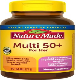 Nature Made Women's Multivitamin 50+ Tablets with Vitamin D, 90 Count for Daily Nutritional Support